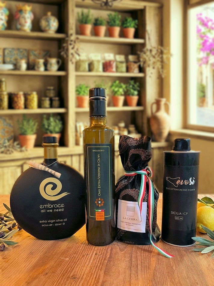 Verschiedene handverlesenen Olivenöle, direkt importiert aus Italien