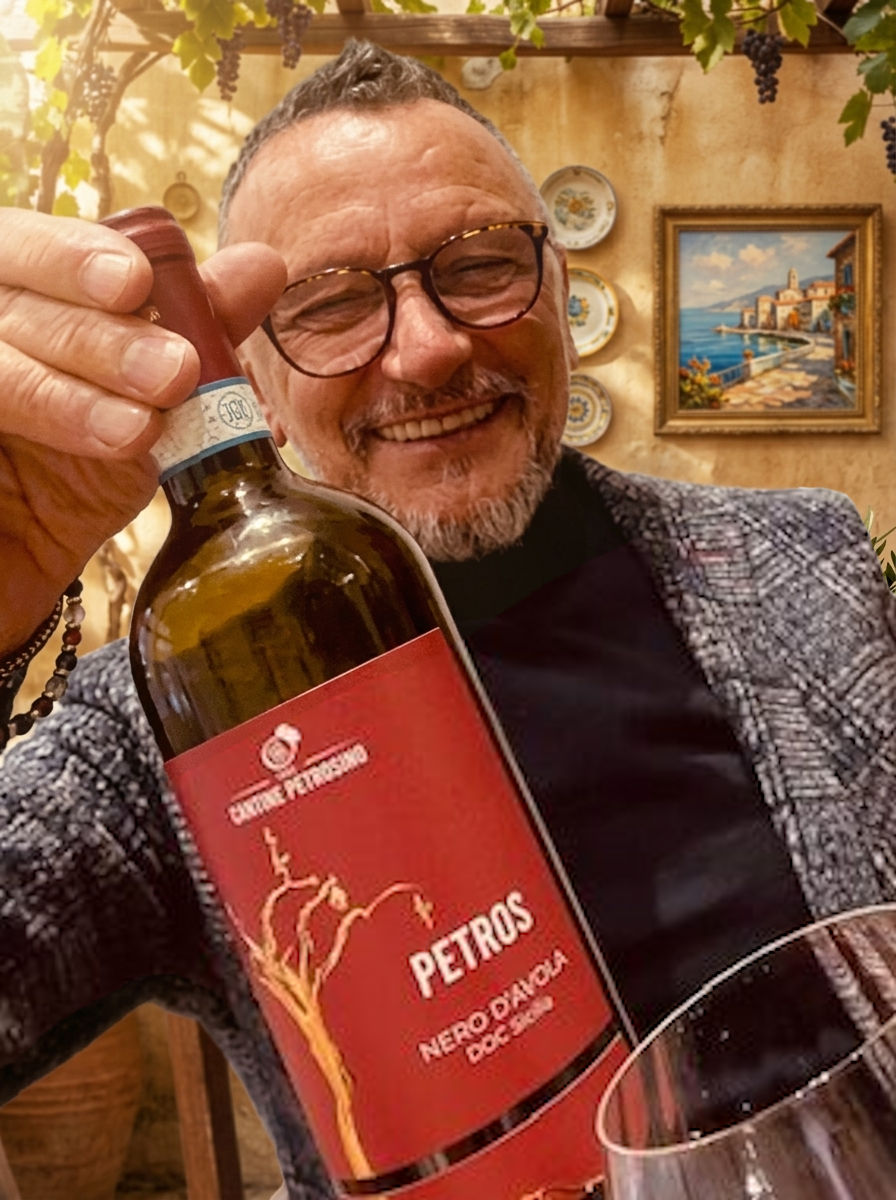Direktimport aus Italien: Der Inhaber Vito Signorello zeigt eine Flasche Olivenöl der Marke Petros.